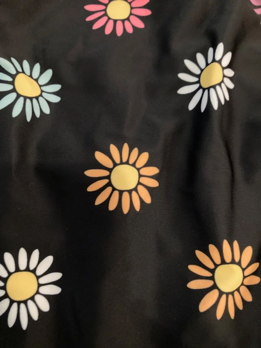 Old Navy Girls Black Daisy Print One-Piece Swimsuit